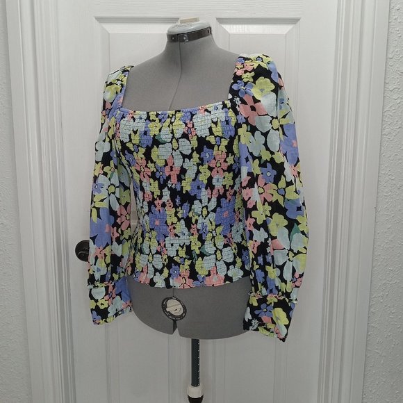 Free People Ariana Floral Blouse In Retro Combo SZ L - Picture 11 of 12